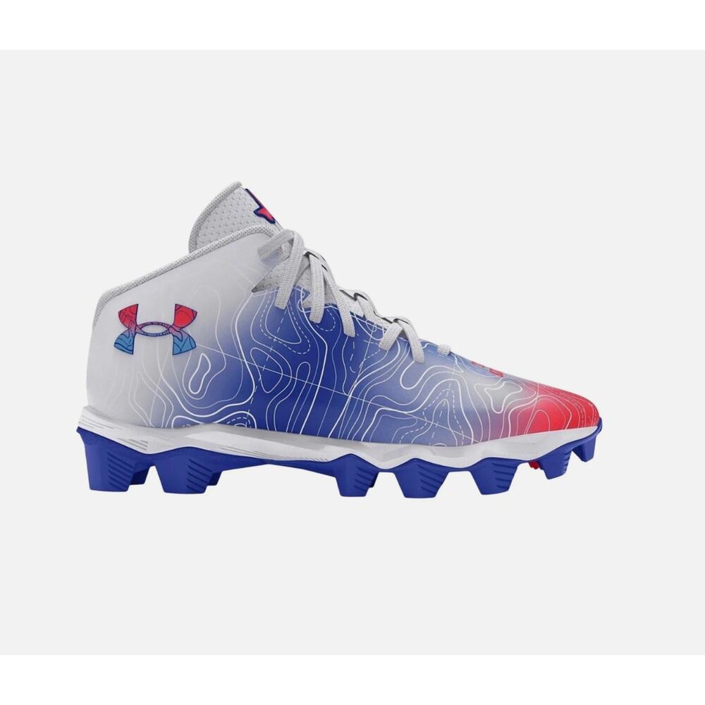 Under Armour Spotlight Fran RM 4 TX Football Cleats KIDS 5 Red White Blue NWOB - Picture 2 of 13